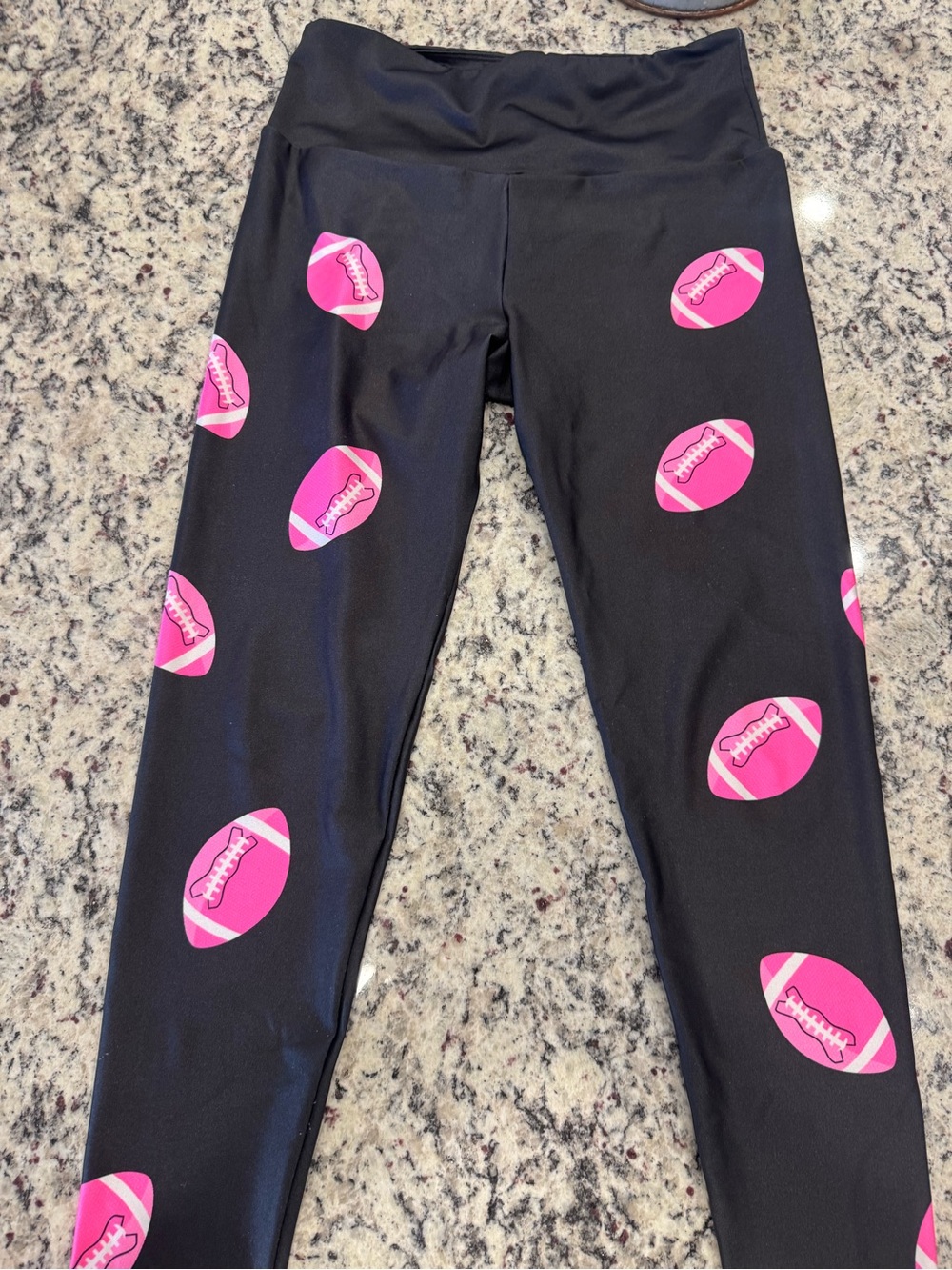 Goldsheep Black Leggings with Pink Football Print